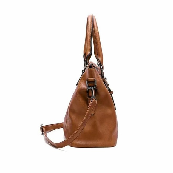 Brand New Brown Faux Leather Tote Bag - Picture 2 of 4